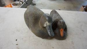 lot 120 image: To vintage duck decoys one extra large plastic and one papier-mch