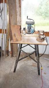 lot 143 image: Ryobi 8 14 Radial Arm Sawworks Also included, bench vice, mounting bracket