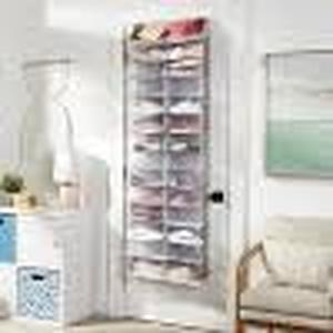 lot 4 image: Over The Door 26 Shelf Mesh Shoe Organizer Light Gray - Brightroom