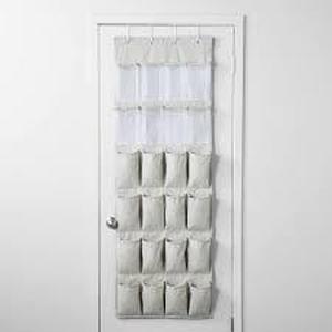 lot 6 image: Over The Door 24 Pocket Mesh Shoe Organizer Light Gray - Brightroom