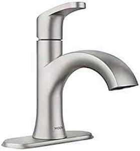 lot 162 image: MOEN Karis Spot Resist Brushed Nickel One-Handle High Arc Bathroom Faucet