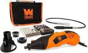 lot 169 image: WEN 1.4 Amp High-Powered Variable Speed Rotary Tool with Cutting Guide, LED Collar, 100 Accessories, Case and Flex Shaft