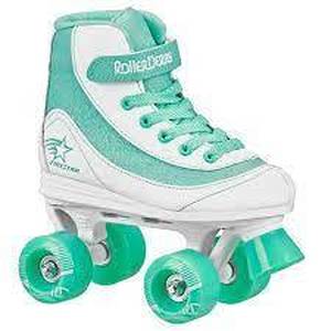 lot 188 image: Roller Derby FireStar Youth Kids Roller Skate - WhiteMint- SIZE 1