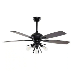 lot 64 image: 52 in. Indoor Matte Black Ceiling Fan with Light and Remote Control
