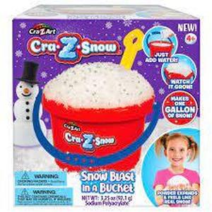 lot 95 image: CraZart Grow Snow Powder Blizzard in A Bucket - Makes Over 2 Gallon of Artificial Snow - W Plastic Bucket, Shovel & Mess-Free Play Mat for Kids