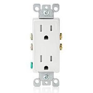lot 11 image: Leviton Decora 15 Amp Tamper-Resistant Duplex Outlet, White (10-Pack)