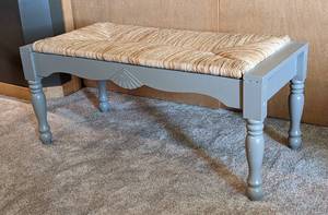 Woven Wicker Topped Bench