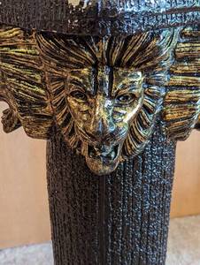 Painted Plaster Lion Pedestal