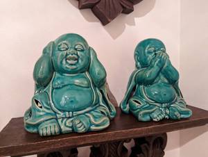 Carved Wood Wall Shelves and Buddhas