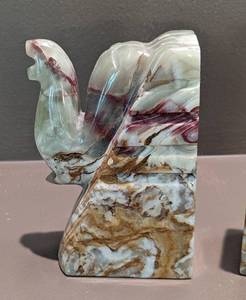Carved Stone Elephant Bookends