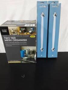 2-28 Towel Bars, 2-Tier Mesh Organizer