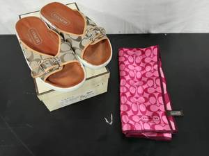 COACH Slides Size 7.5 And COACH Scarf