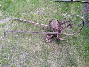Antique Hand Plow With Seed Tank