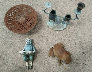 Collection Of Vintage Frog And Metal Dcor