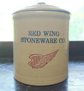 Vintage Red Wing Lidded Crock