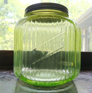 Old Depression Glass Arco Coffee Jar