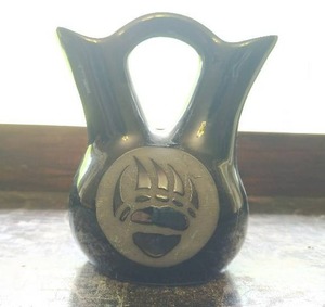 Vintage Native American Black Pottery Wedding Vase