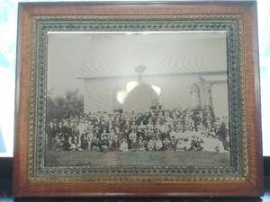 Antique Framed Photo Of Church Congregation