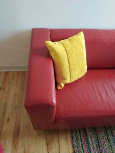 Red Leather Or Vinyl Loveseat Couch