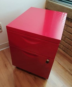 Red Two Drawer Filing Cabinet On Casters