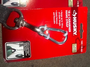 Husky 18 in. Heavy Duty Hanging Quick-Release Hooks with Carabiner Strap