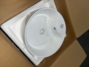 VANITYFUS 16 in. L x 16 in. W Art Ceramic Round Vessel Sink with Sink Drain and Overflow in White