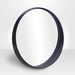 Medium Round Black Hooks Contemporary Mirror (27.5 in. H x 27.5 in. W)