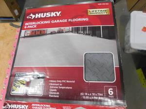 (3) Husky 18.4 in. x 18.4 in. Gray PVC Garage Flooring Tile (6-Pack)