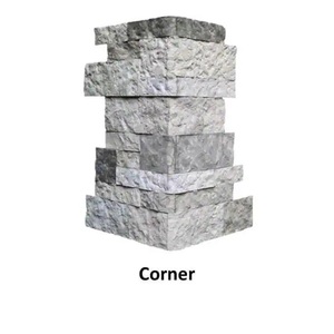 AIRSTONE Spring Creek, Gray, 24 in. x 48 in. Textured, Cement, Standard Rectangle CornerFinished End Wall Tiles (6lin.ft.) Each