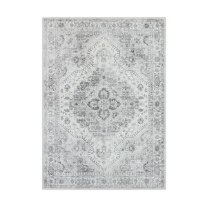 Creative Home Ideas Imagine Chenille Geraldine Light Grey 3 ft. x 4 ft. Medallion Polyester Area Rug