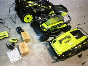 Lot of assorted  Ryobi Lawn Mowers - various models and conditions used Customer Returns - Review all pictures