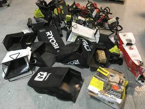 Gaylord full of assorted LawnOutdoor Tools and accessories used customer returns various types and conditions review pictures