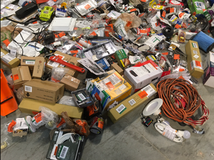 Gaylord full  of Assorted Small Hand Tools and Hardware - misc items various conditions Customer Returns - Review all pictures