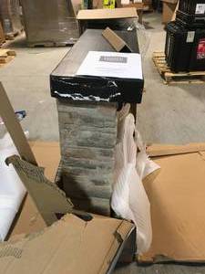 Home Decorators Collection Pembroke 40 in. Freestanding Faux Stone Infrared Electric Fireplace in Tan with Mantel - Damaged - Review all pictures