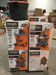 Pallet of Assorted Ridgid Power Shop Vacuums various models and conditions Customer Returns - Review all pictures