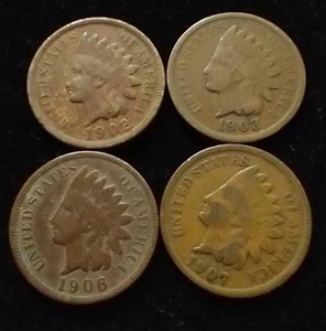 4 Indian Head Pennies