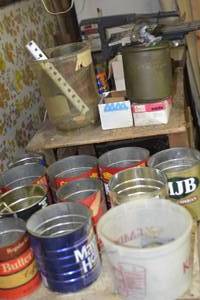 lot 46 image: Lot of tins full of nails and misc hardware