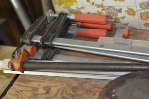 lot 53 image: Various woodpipe clamps