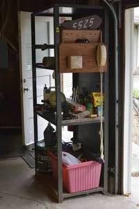 lot 110 image: adjustable metal rack with extra shelves included