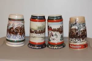 lot 218 image: lot of 4 Budweiser Clydesdale Steins