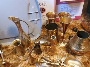 lot 221 image: large amount of brass decor