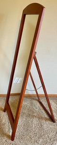 lot 62 image: Wood Framed Full Length Mirror with Stand