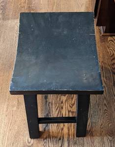 lot 16 image: Low Black Painted Wood Stool