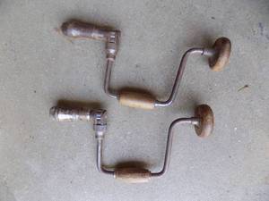 Wood trayvintage toolsdrill bitsand drill and others