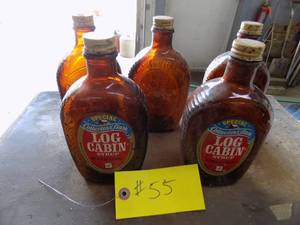 Log cabin glass bottles