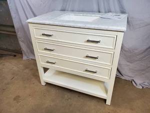 New allen  roth  Presnell 36-in Dove White Undermount Single Sink Bathroom Vanity - Broken Top
