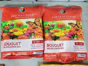 2 New Bags of Flower Seed  Fertilizer Mix