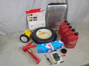 Kendall 20-50 Race Oil, Utility Wheel, Tools, and More
