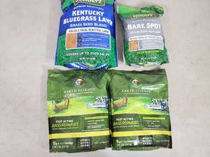 4 New Bags of Grass Seed and Grass Repair