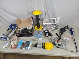 Assorted Hardware, Sprinklers, Shower Plumbing, Tools, Etc